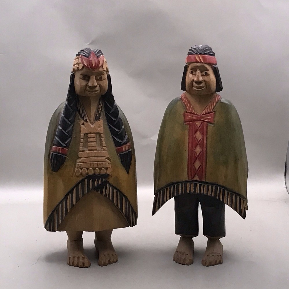 Carved And Painted Wood Chile Mapuchi Indians From Chile‎